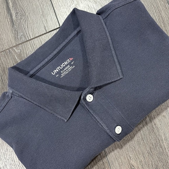 UNTUCKit Polo Shirt Mens XL Navy Avignon Long Sleeve Button-Up‎ Cotton Preppy - Picture 1 of 7